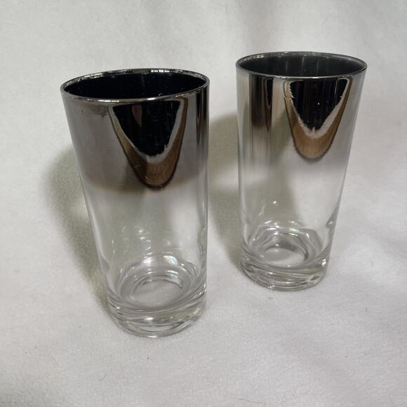 Dorothy Thorpe MCM Silver Fade Glasses, Highball Mercury Ombre Set of 2 - Picture 1 of 5